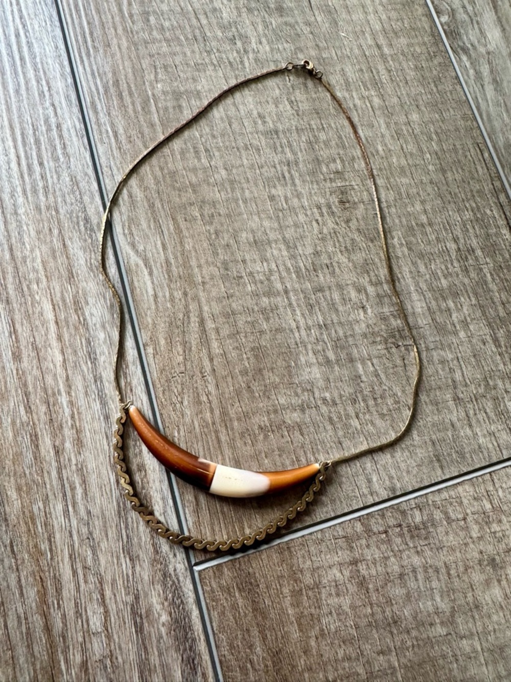 Women’s Brown and Cream Horn Pendant Necklace